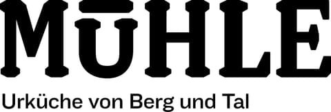 Mühle restaurant logo with the byline Urküche von Berg und Tal
